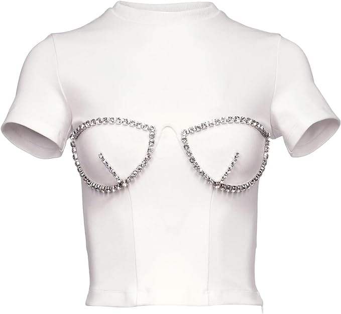 AREA Crystal Bustier Cup T-Shirt